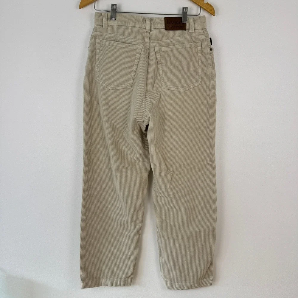 VTG! Lauren Ralph Lauren Women's Beige Corduroy Straight Leg Pants Size 8 Preppy